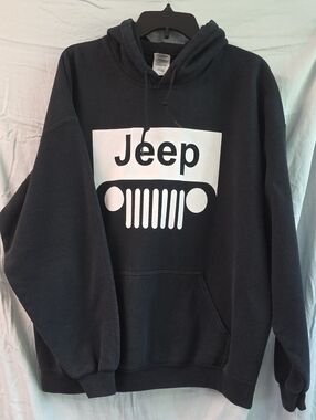 Jeep Black Pullover Hoodie – White Jeep Grille Logo – Unisex